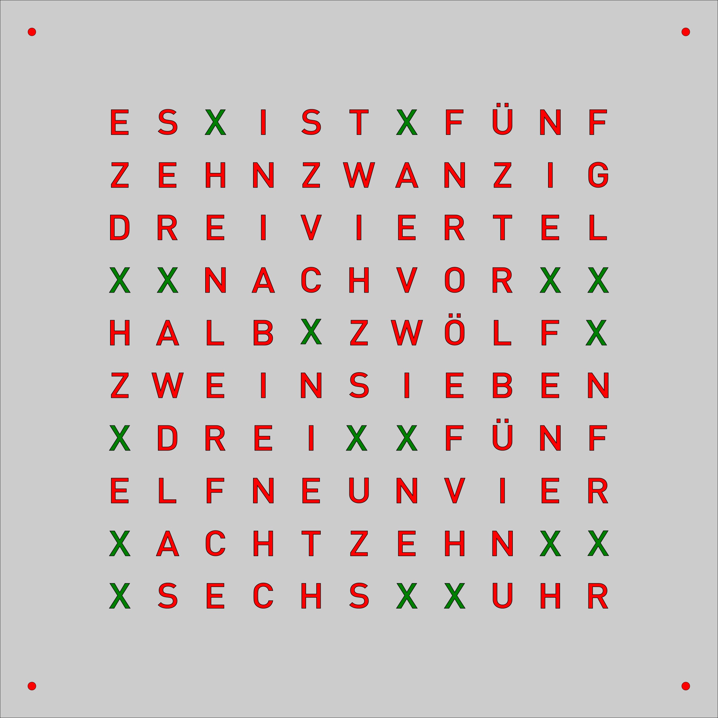 A possible letter placement on the front panel.